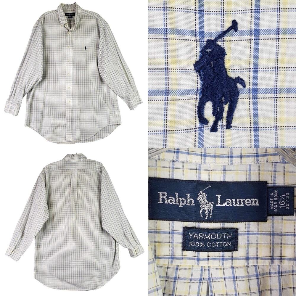 Polo Ralph Lauren Shirt Oxford Men's XL 16.5 Yarmouth Plaid LS Button Down
